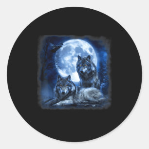 Wildlife wolf howling moon forest nature wild classic round sticker