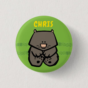 Wildlife Wombat Badge Button