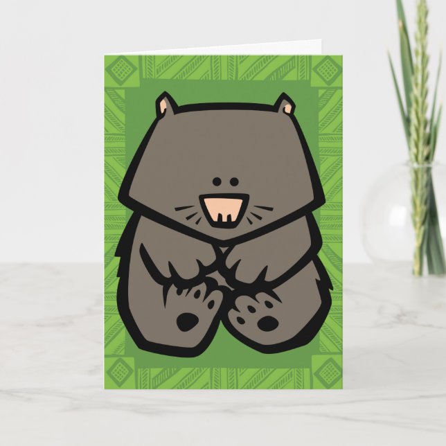 Wildlife Wombat Puzzle Greeting Card (Front)