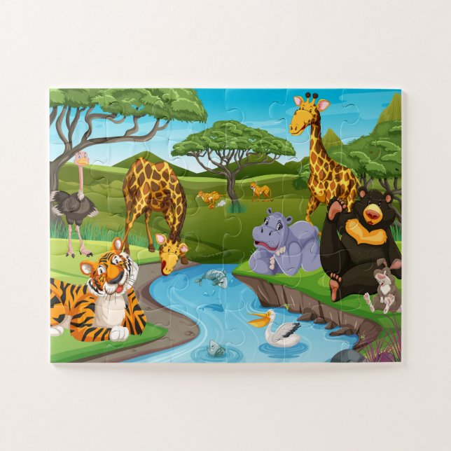Wildlife Wonderland: Animals by the River Jigsaw Puzzle (Horizontal)