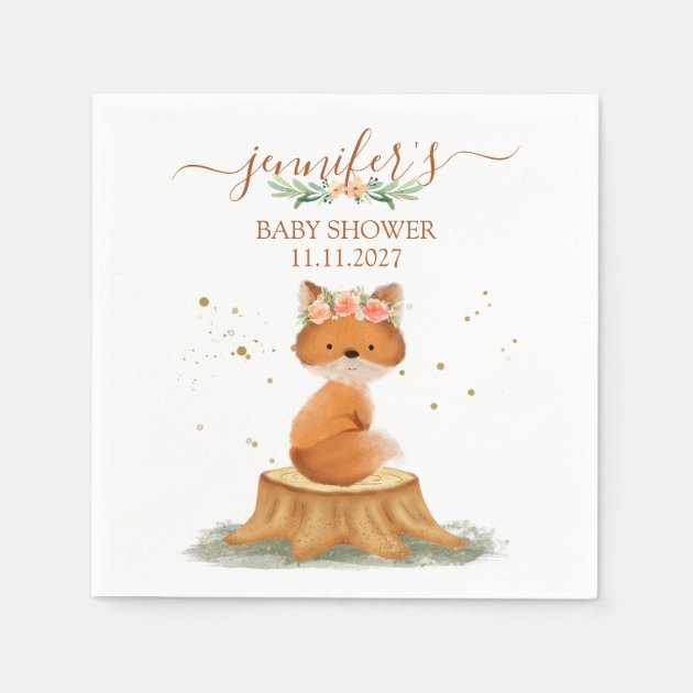 Wildlife Woodland Fox Baby Shower Napkins