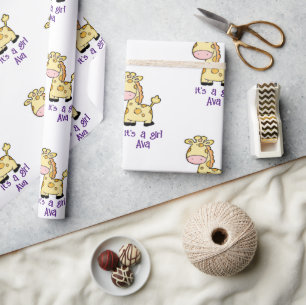 Wildlife Wrapping Paper Giraffe It's a Girl