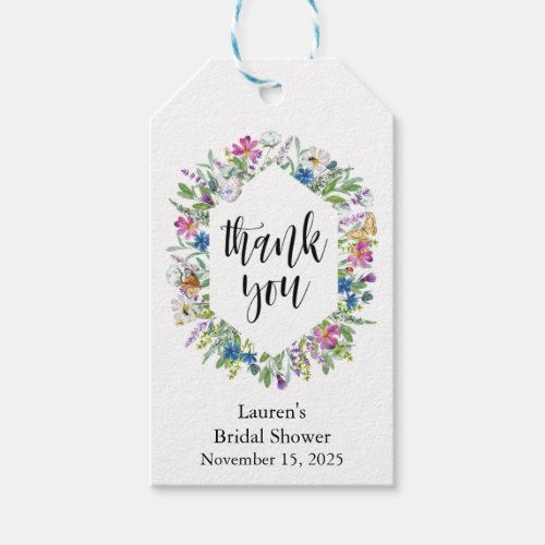 wildlower frame bridal shower tags