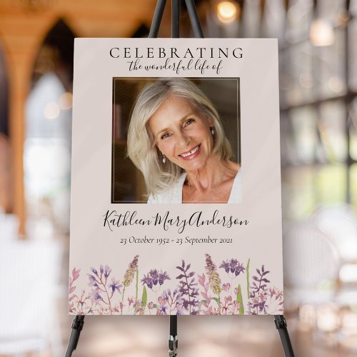 Wildlower Funeral Celebration of Life Welcome Sign