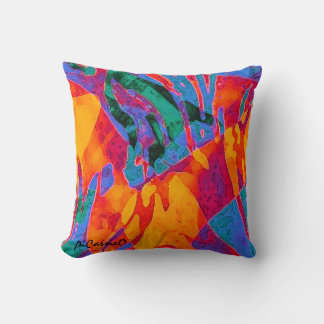 Wildly Colorful Abstact Art Pillow by PiCassieO