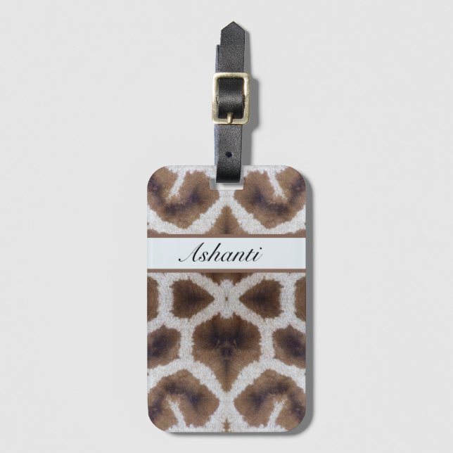 Wildly Elegant | Personalized Safari Giraffe Print Luggage Tag (Front Vertical)