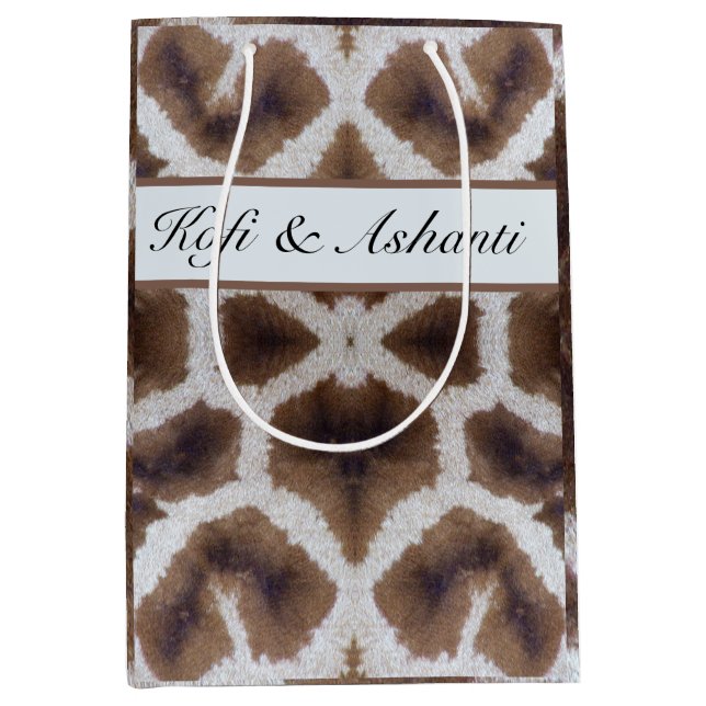 Wildly Elegant | Personalized Safari Giraffe Print Medium Gift Bag (Front)