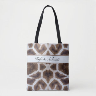 Wildly Elegant Personalized Safari Giraffe Print Tote Bag