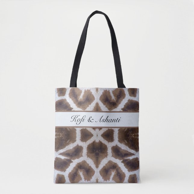 Wildly Elegant | Personalized Safari Giraffe Print Tote Bag (Front)