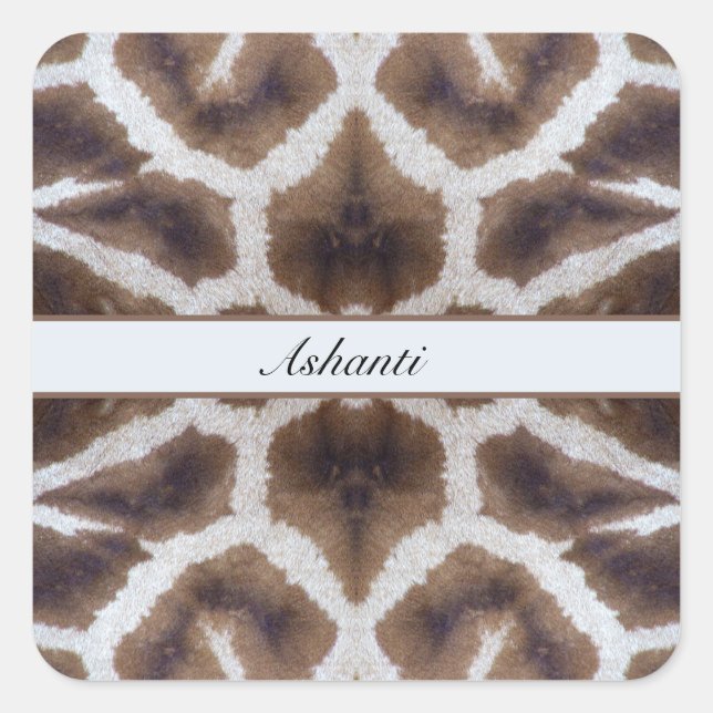 Wildly Elegant | Personalized Safari Giraffe Square Sticker (Front)