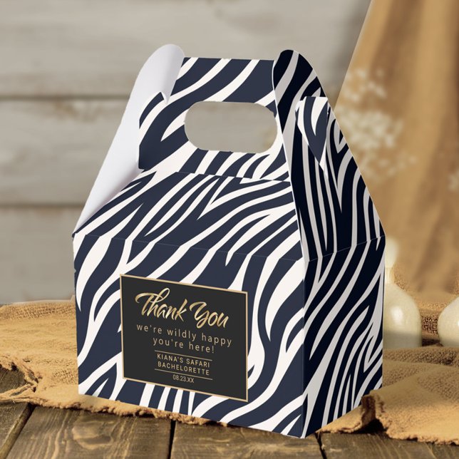 Wildly Happy Bachelorette Thanks Zebra BW ID1151 Favor Boxes (Creator Uploaded)