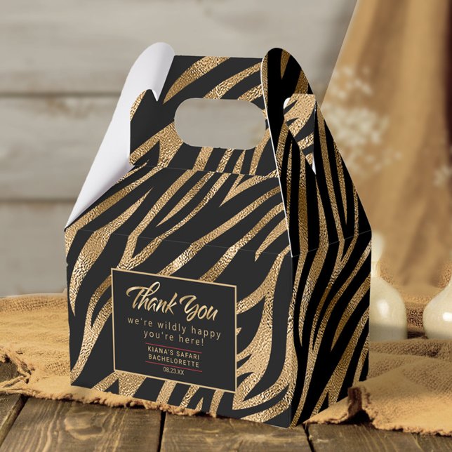 Wildly Happy Bachelorette Zebra Black Gold ID1151 Favor Boxes (Creator Uploaded)