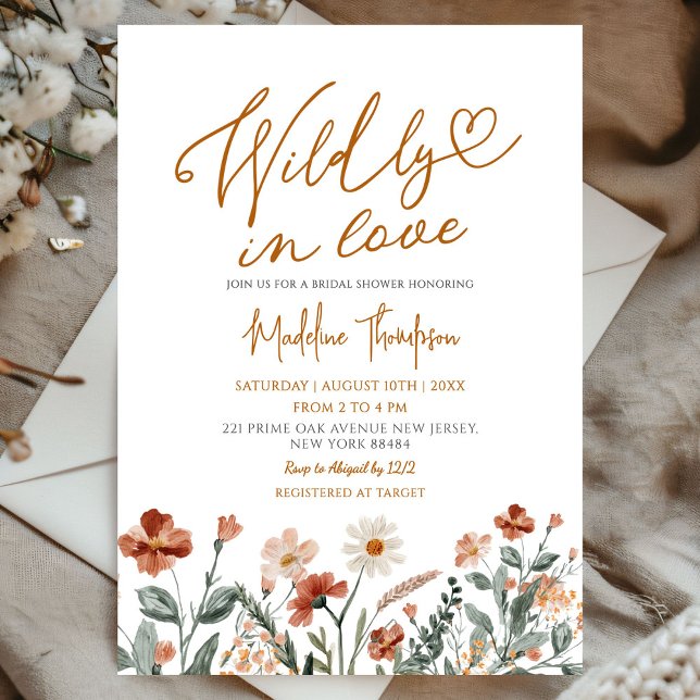 Wildly in Love Fall Wildflower Bridal Shower Invitation (Creator Uploaded)