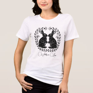 Wildly in Love Linocut Rabbits Romantic Tri-Blend Shirt