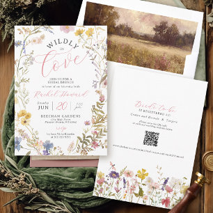 Wildly In Love Watercolor Wildflower Bridal Shower Invitation