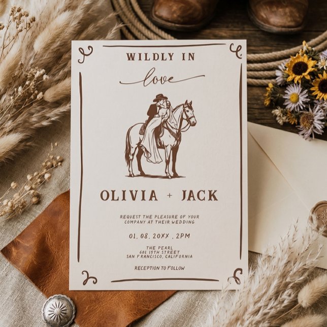 Wildly in Love Western Horse Rustic Wedding Invitation (Creator Uploaded)