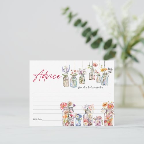 Wildly In Love Wildflower Bridal Shower Advice Enclosure Card