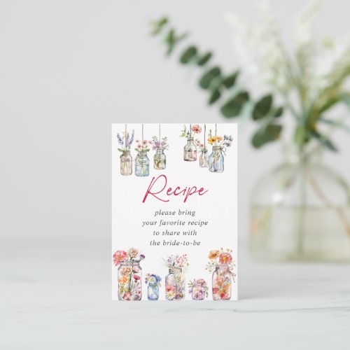 Wildly In Love Wildflower Bridal Shower Recipe Enclosure Card