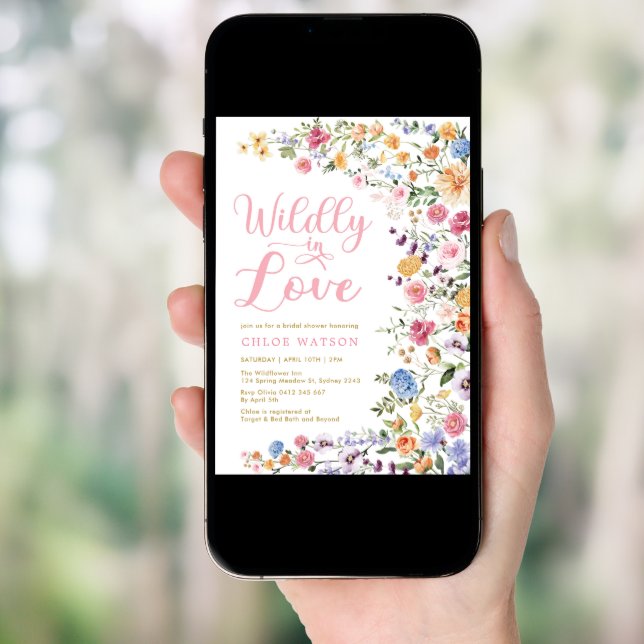 Wildly in Love Wildflower Garden Bridal Shower Invitation (Front Digital)