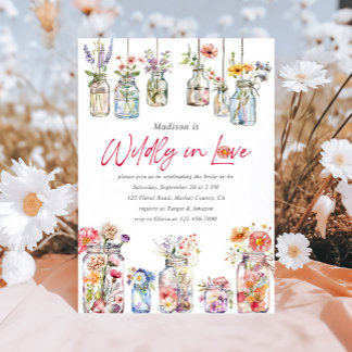Wildly In Love Wildflower Watercolor Bridal Shower Invitation