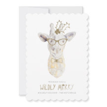 Wildly Merry Giraffe Holiday Photo Card