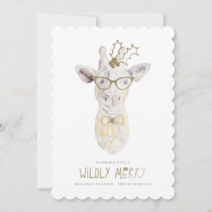 Wildly Merry Giraffe Holiday Photo Card