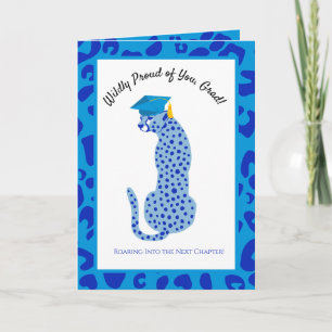 Wildly proud Next Chapter Blue Leopard Graduation Card