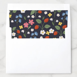 Wildstrawberry patterned navy envelope liner