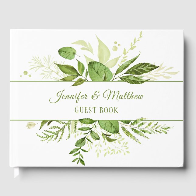 Wildwood Botanical Rustic Greenery Guest Book (Front)