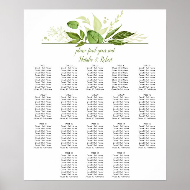 Wildwood Botanicals Eucalyptus Seating Chart (Front)