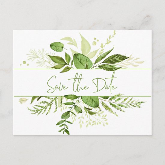 Wildwood Botanicals Rustic Greenery Save the Date Announcement Postcard