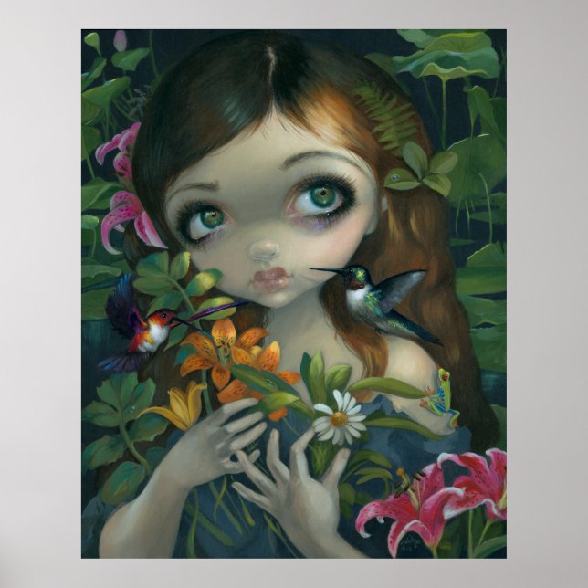 Wildwood Bouquet ART PRINT big eye art hummingbird (Front)