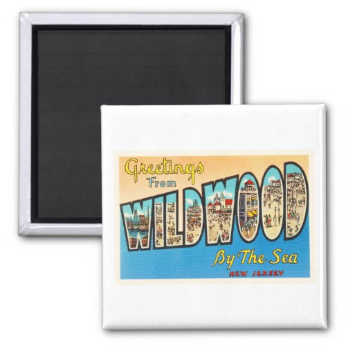Wildwood by the Sea New Jersey NJ Vintage Postcard Magnet