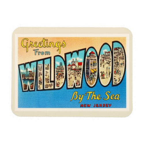Wildwood by the Sea New Jersey NJ Vintage Postcard Magnet
