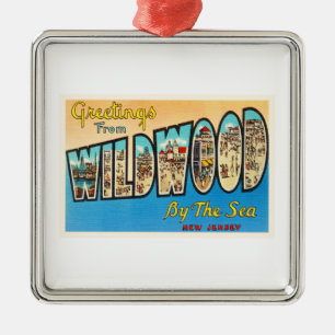 Wildwood by the Sea New Jersey NJ Vintage Postcard Metal Ornament