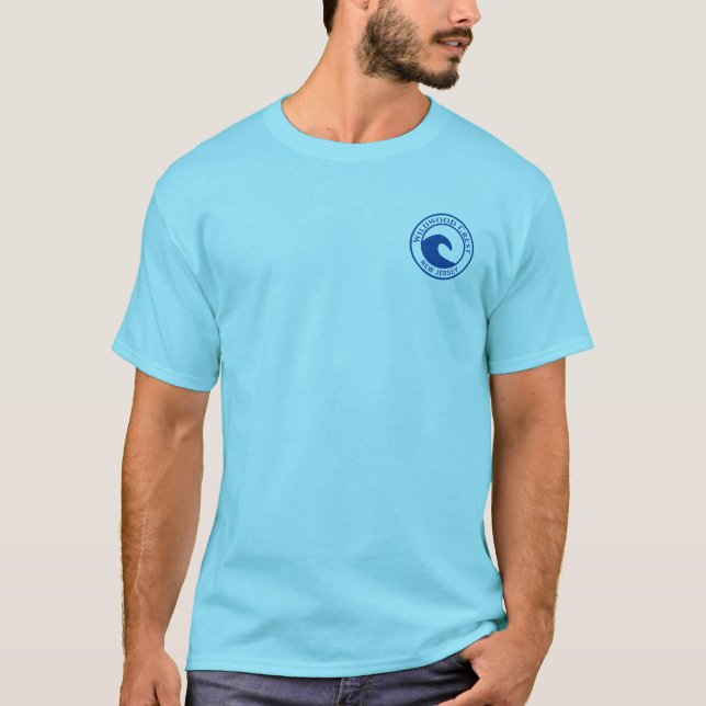 Wildwood Crest Blue Ocean Wave Circle Design T-Shirt (Front)