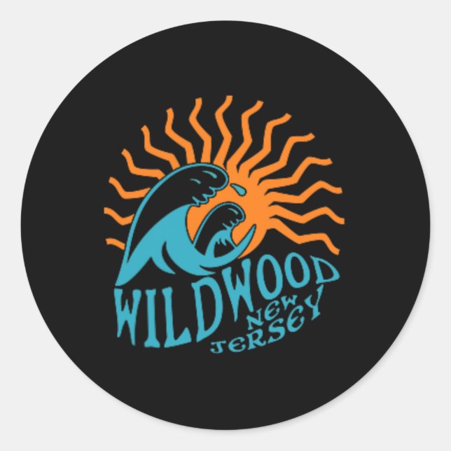 Wildwood New Jersey Beach Front And Back  Classic Round Sticker (Front)