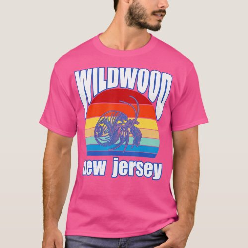 Wildwood New Jersey Retro Sunset Hermit Crab Beach T_Shirt