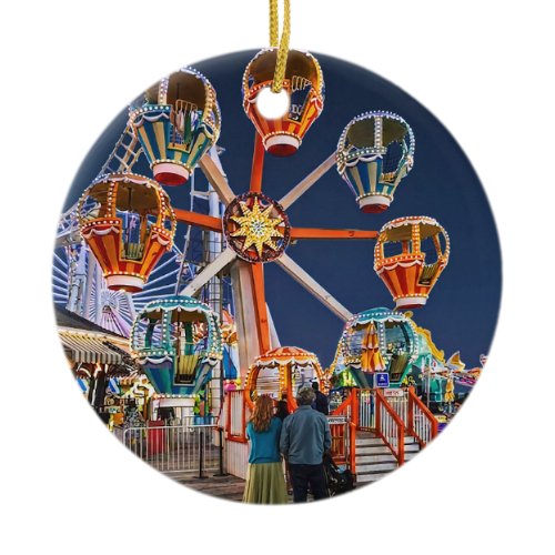 Wildwood NJ – Balloon Race Ride at Night Ceramic Ornament
