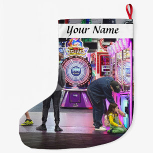 Wildwood NJ Boardwalk Arcade Large Christmas Stocking