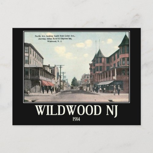 Wildwood NJ Street View 1914 Vintage Postcard