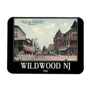 Wildwood NJ, Street View, 1914, Vintage Style Magnet