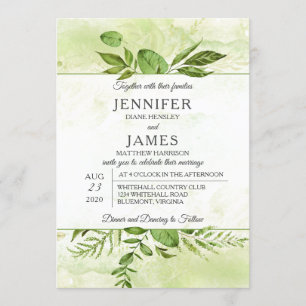Wildwoods Botanical Modern Typography Wedding Invitation