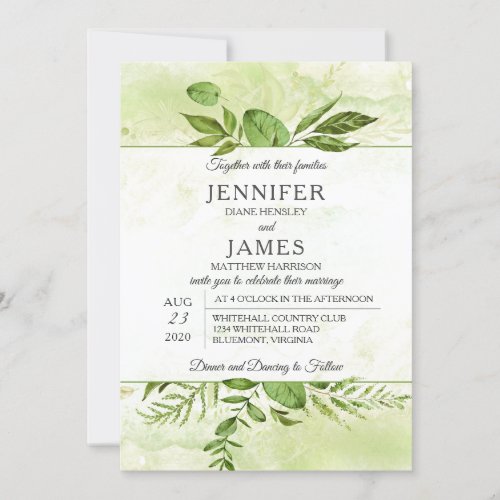 Wildwoods Botanical Modern Typography Wedding Invitation