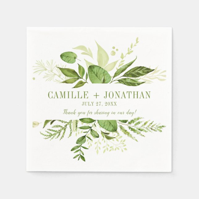 Wildwoods Botanical Rustic Greenery Reception Napkins (Front)