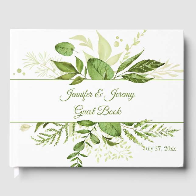 Wildwoods Botanical Rustic Greenery Wedding Guest Book (Front)