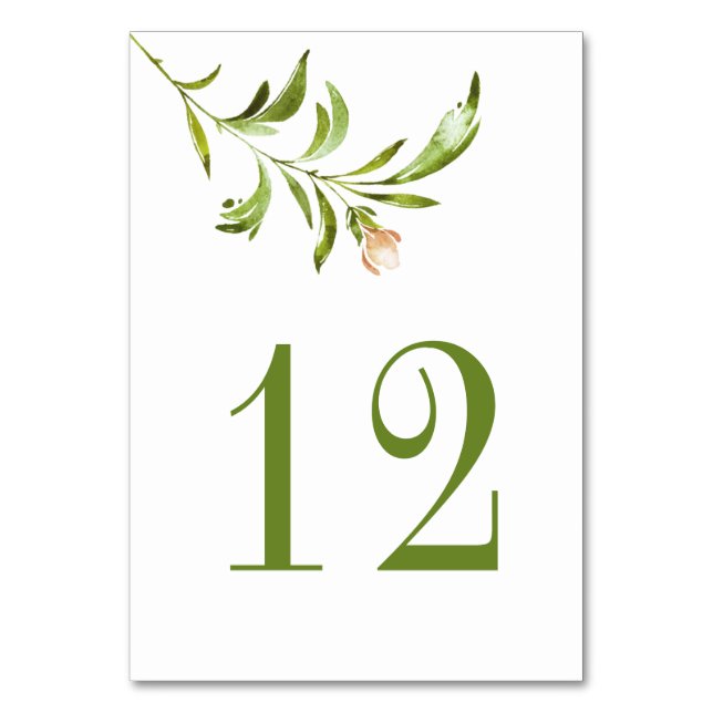 Wildwoods Rustic Floral Greenery Minimalist Table Number (Front)