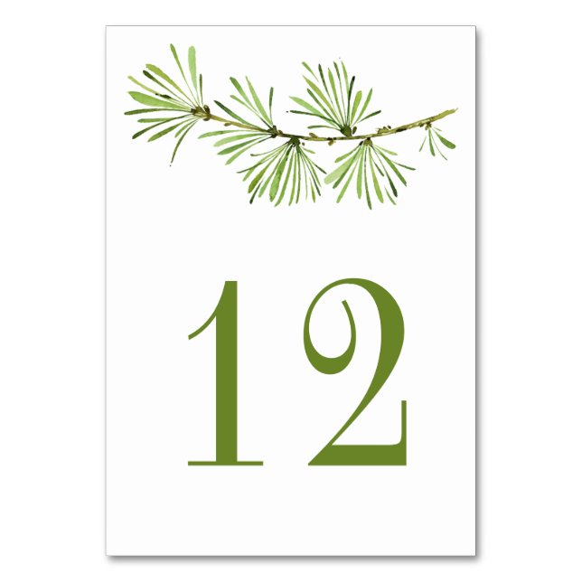 Wildwoods Rustic Minimalist Pine Branch | Table Number (Front)