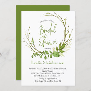 Wildwoods Rustic Wreath Bridal Shower Invitation
