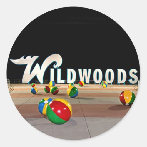 Wildwoods Sign in Wildwood New Jersey Classic Round Sticker